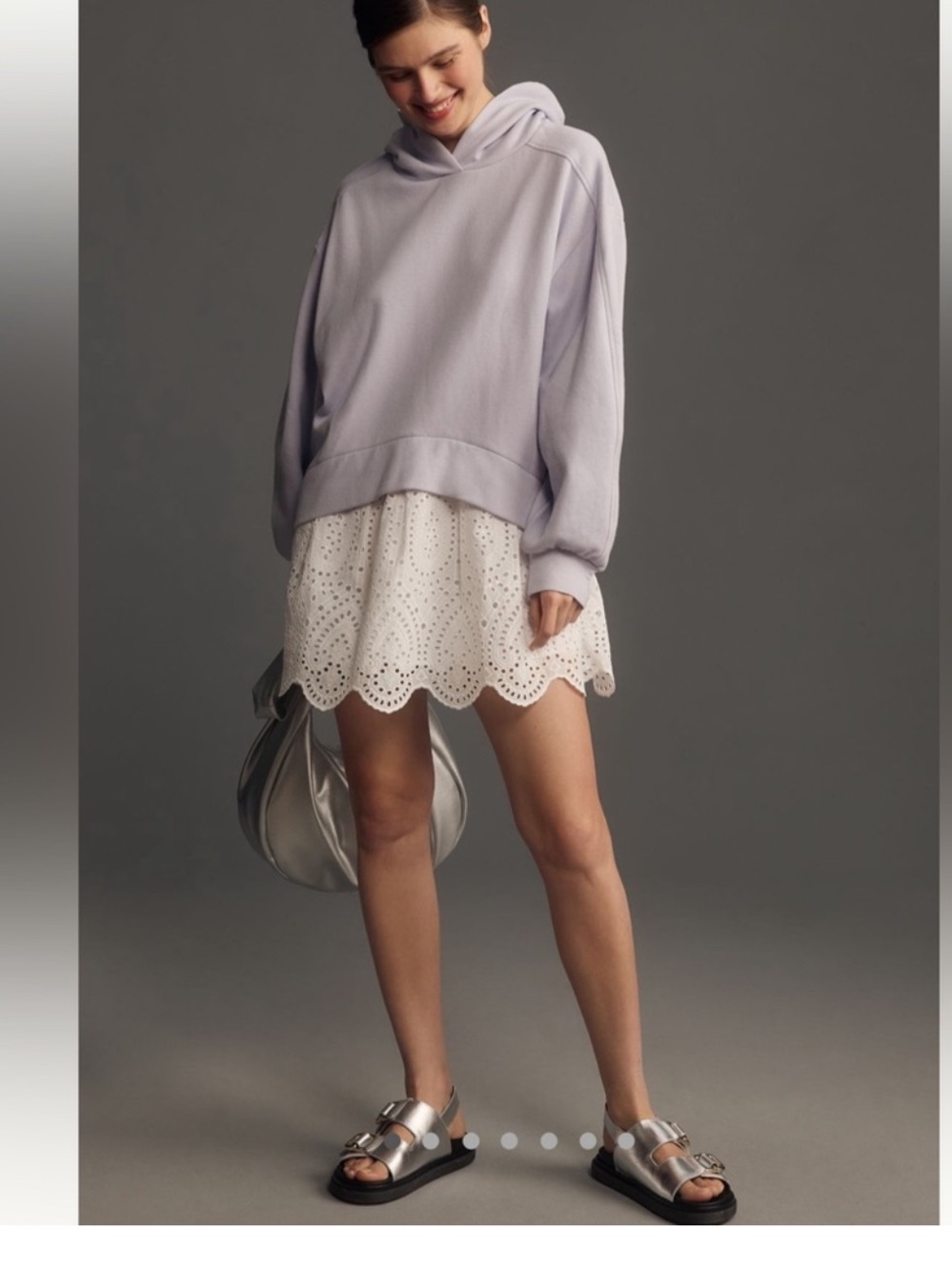 Anthropologie Pilcro Hooded Sweatshirt Twofer Mini Dress in Lilac Sz XS